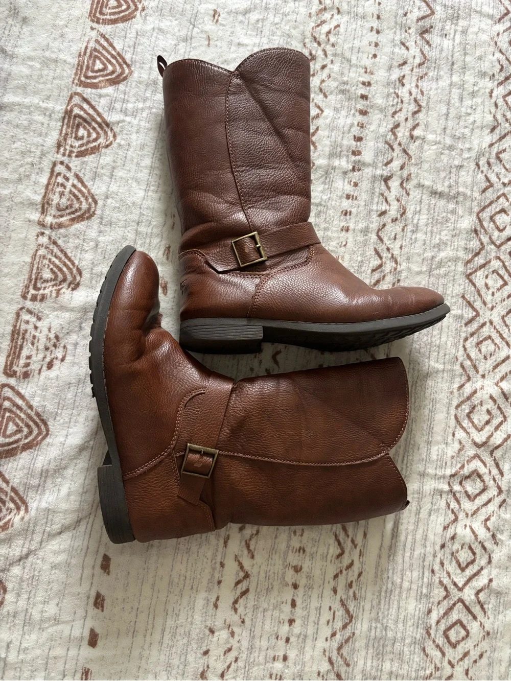 Girls’ Brown Leather Mid-Calf Boots